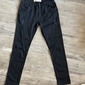 Spark Jeans 34x34 Black Denim Distressed Moto Biker Hip Hop Streetwear